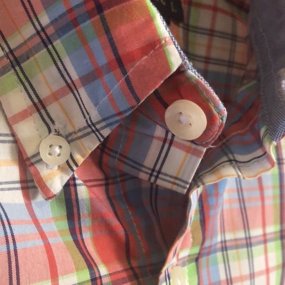 #115 NWOT Colorful Plaid Button Down Short Sleeve Shirt - Picture 4 of 17